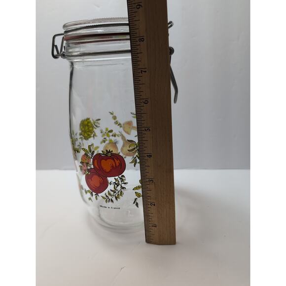 Vintage 70s Glass Storage Jar Made in FRANCE MUSHROOM Cottage Core 1.5L ECU - Picture 7 of 7